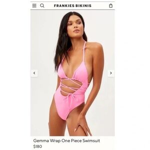 Frankie's Bikinis Gemma Wrap Pink Swimsuit